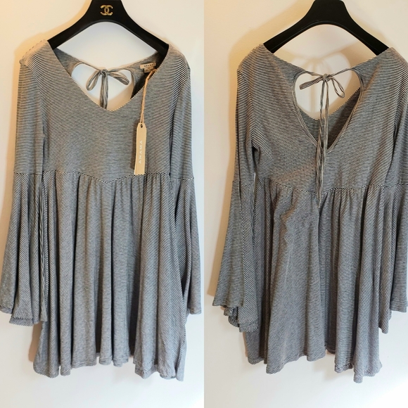 New Anthropologie x ANAMA gray 100% Cotton Swing Slip Tunic Mini Dress Swing - Picture 10 of 12